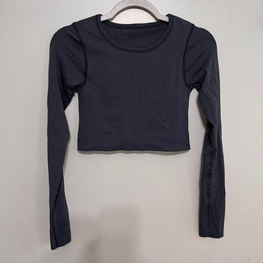 Lululemon Ebb to Street Long Sleeve Shirt black gray size 4
